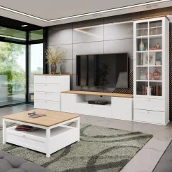 Cassettiera 92x91h cm 4 cassetti bianco rovere Relaxio