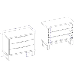 Cassettiera 100x83h cm 3 cassetti rovere Petra