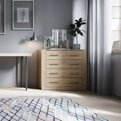 Cassettiera 100x90h cm 4 cassetti rovere Ombra