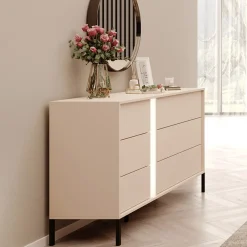Cassettiera 134x82h cm 6 cassetti moderna beige Jolly