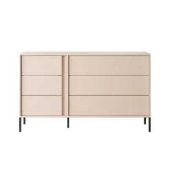 Cassettiera 134x82h cm 6 cassetti moderna beige Jolly