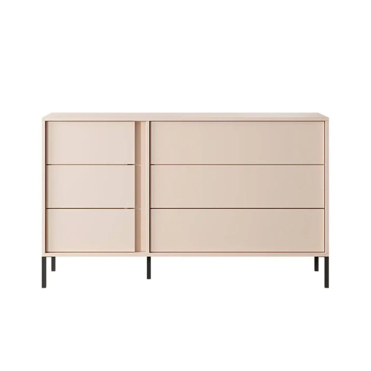 Cassettiera 134x82h cm 6 cassetti moderna beige Jolly