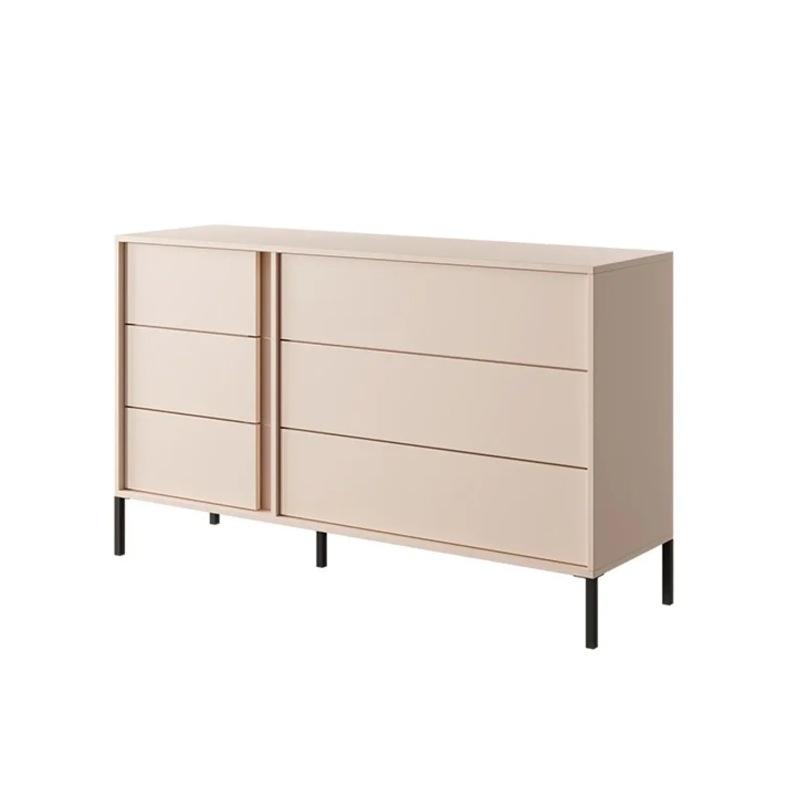 Cassettiera 134x82h cm 6 cassetti moderna beige Jolly