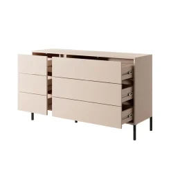 Cassettiera 134x82h cm 6 cassetti moderna beige Jolly