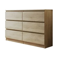 Cassettiera 120x77h cm 6 cassetti moderna rovere Rotterdam