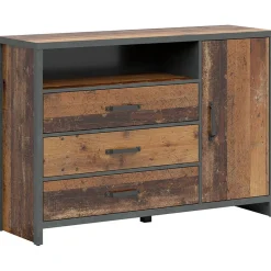 Cassettiera 131x91h cm 3 cassetti stile soft rovere scuro nero Urbania