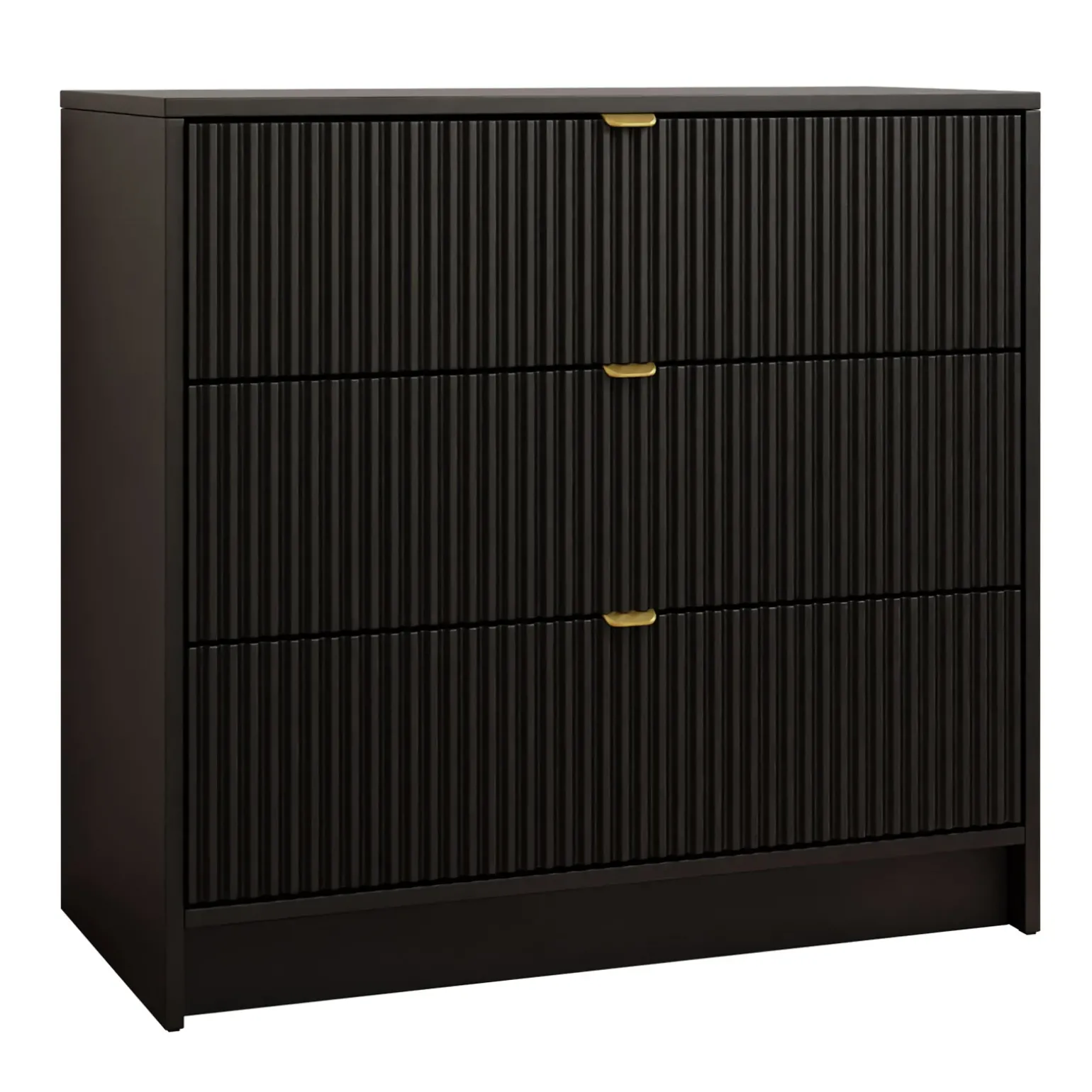 Cassettiera 80x75h cm 3 cassetti moderna nero Athena