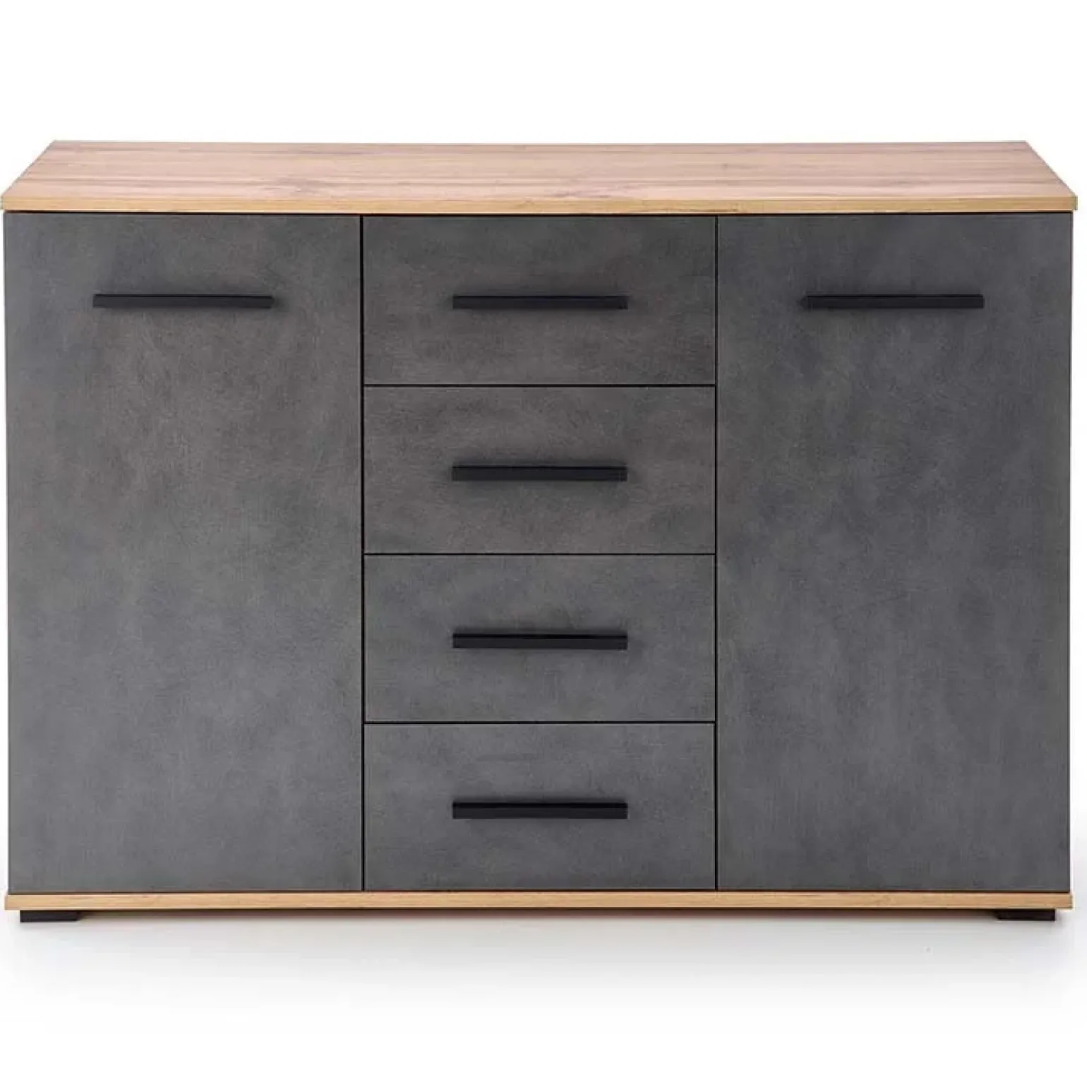 Cassettiera 116x82h cm 4 cassetti 2 ante rovere grigio Viki