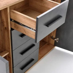 Cassettiera 116x82h cm 4 cassetti 2 ante rovere grigio Viki