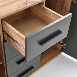 Cassettiera 116x82h cm 4 cassetti 2 ante rovere grigio Viki