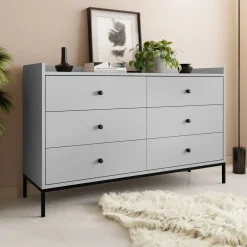 Cassettiera 130x80h cm design moderno 6 cassetti grigio Pollon