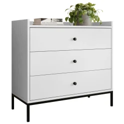 Cassettiera 80x80h cm design moderno 3 cassetti bianco Pollon