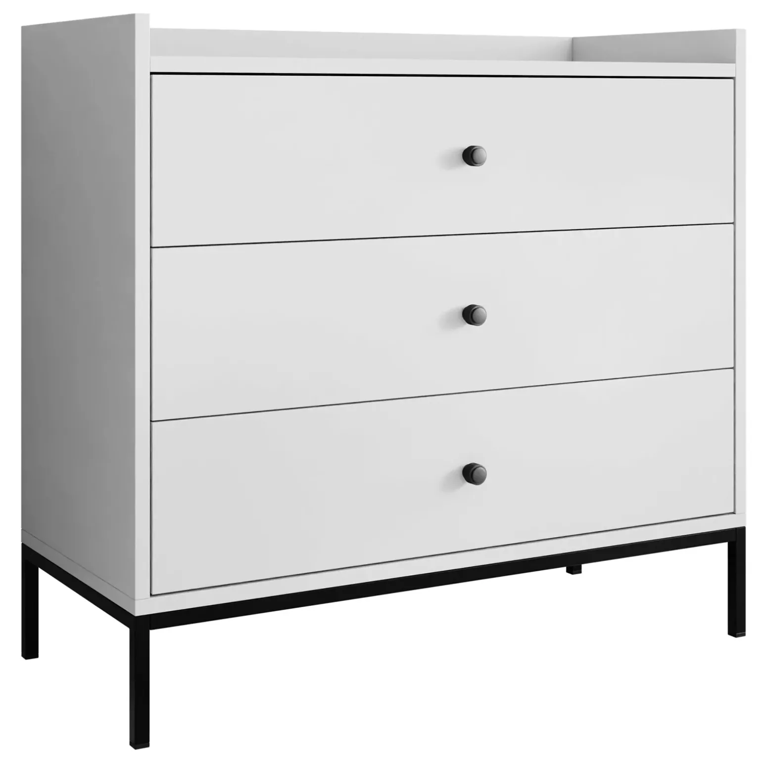 Cassettiera 80x80h cm design moderno 3 cassetti bianco Pollon