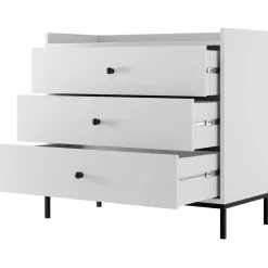 Cassettiera 80x80h cm design moderno 3 cassetti bianco Pollon