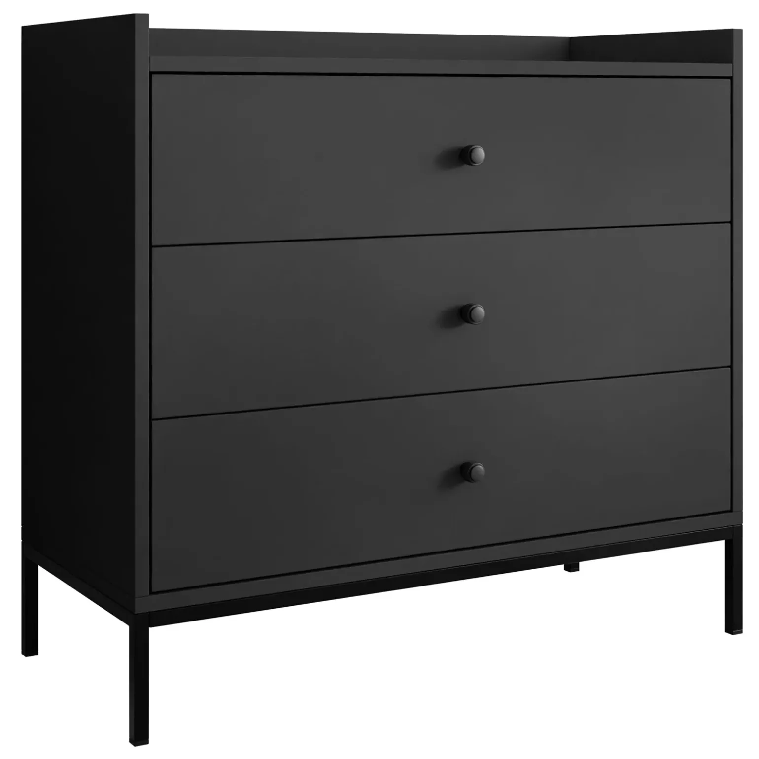Cassettiera 80x80h cm design moderno 3 cassetti nero Pollon
