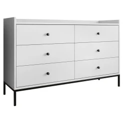 Cassettiera 130x80h cm design moderno 6 cassetti bianco Pollon