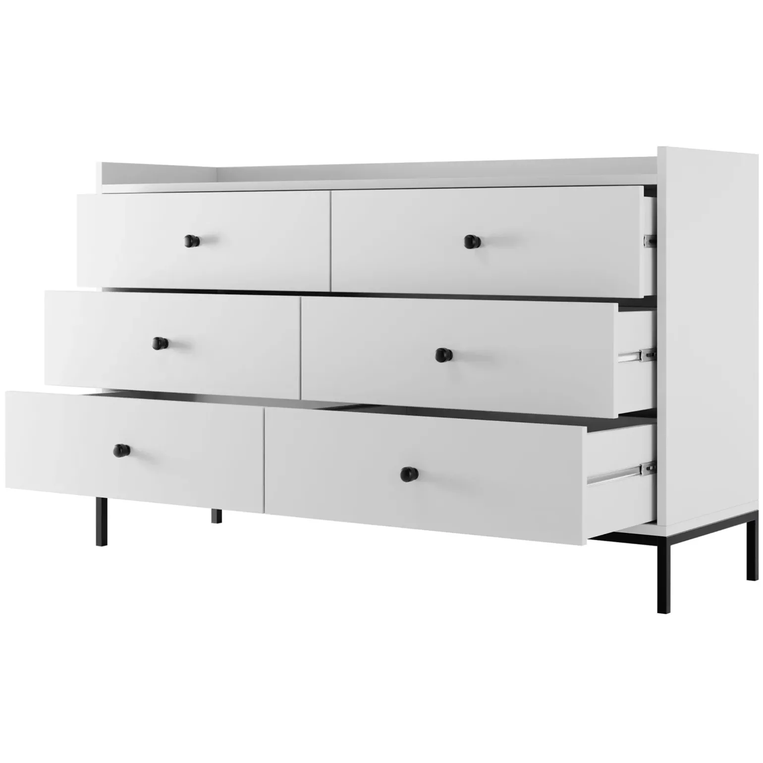 Cassettiera 130x80h cm design moderno 6 cassetti bianco Pollon