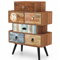 Cassettiera 63x85h cm industrial multicolore acciaio nero Kabul