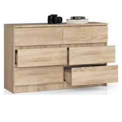 Cassettiera 120x77h cm moderna 6 cassetti rovere Living