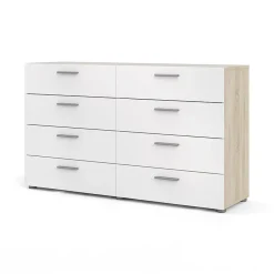 Cassettiera 138x83h cm moderna bianco lucido rovere Betty Gihome®