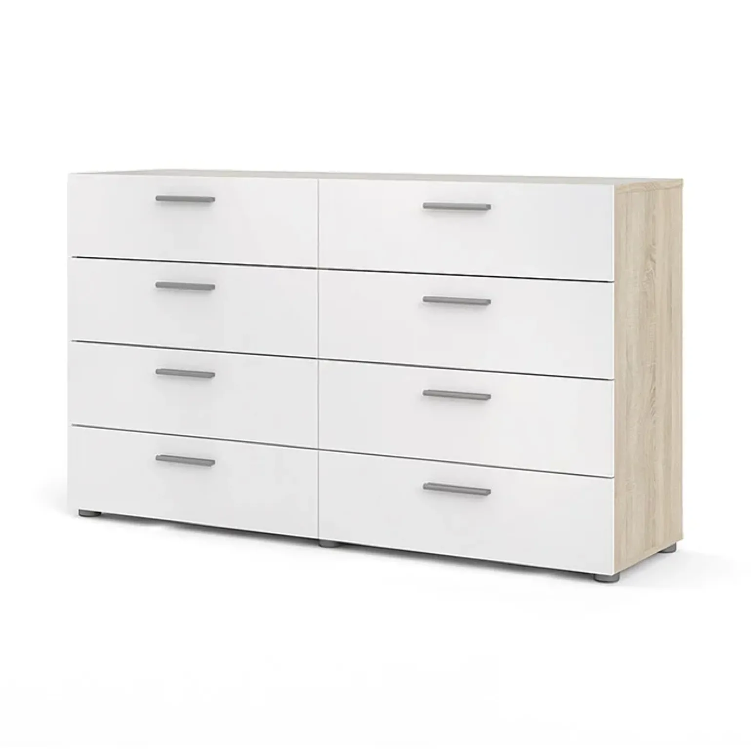 Cassettiera 138x83h cm moderna bianco lucido rovere Betty Gihome®