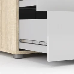 Cassettiera 138x83h cm moderna bianco lucido rovere Betty Gihome®