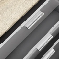 Cassettiera 138x83h cm moderna bianco lucido rovere Betty Gihome®
