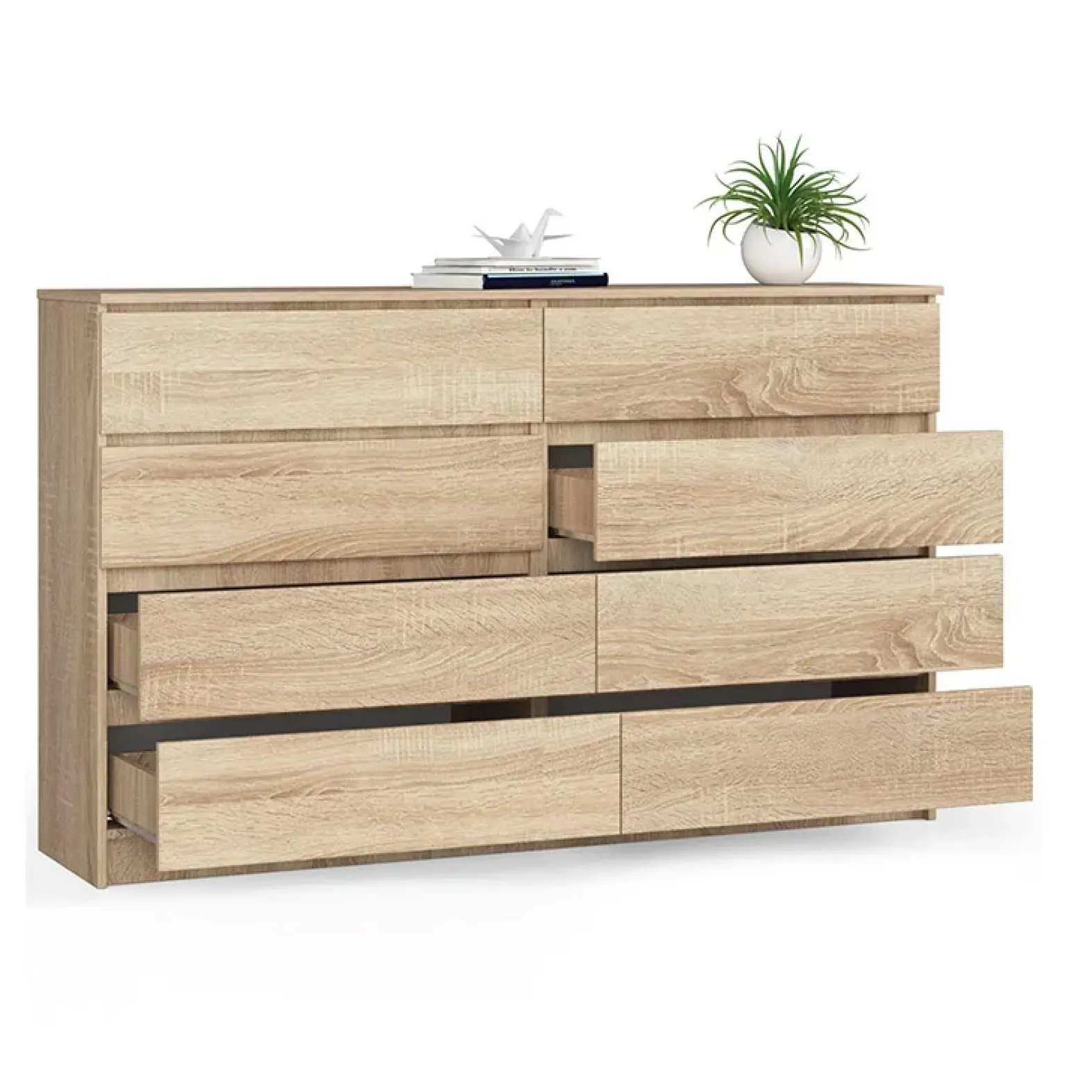 Cassettiera 160x100h cm moderna 8 cassetti rovere Living