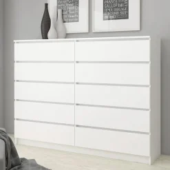 Cassettiera 160x120h cm moderna 10 cassetti bianco Living