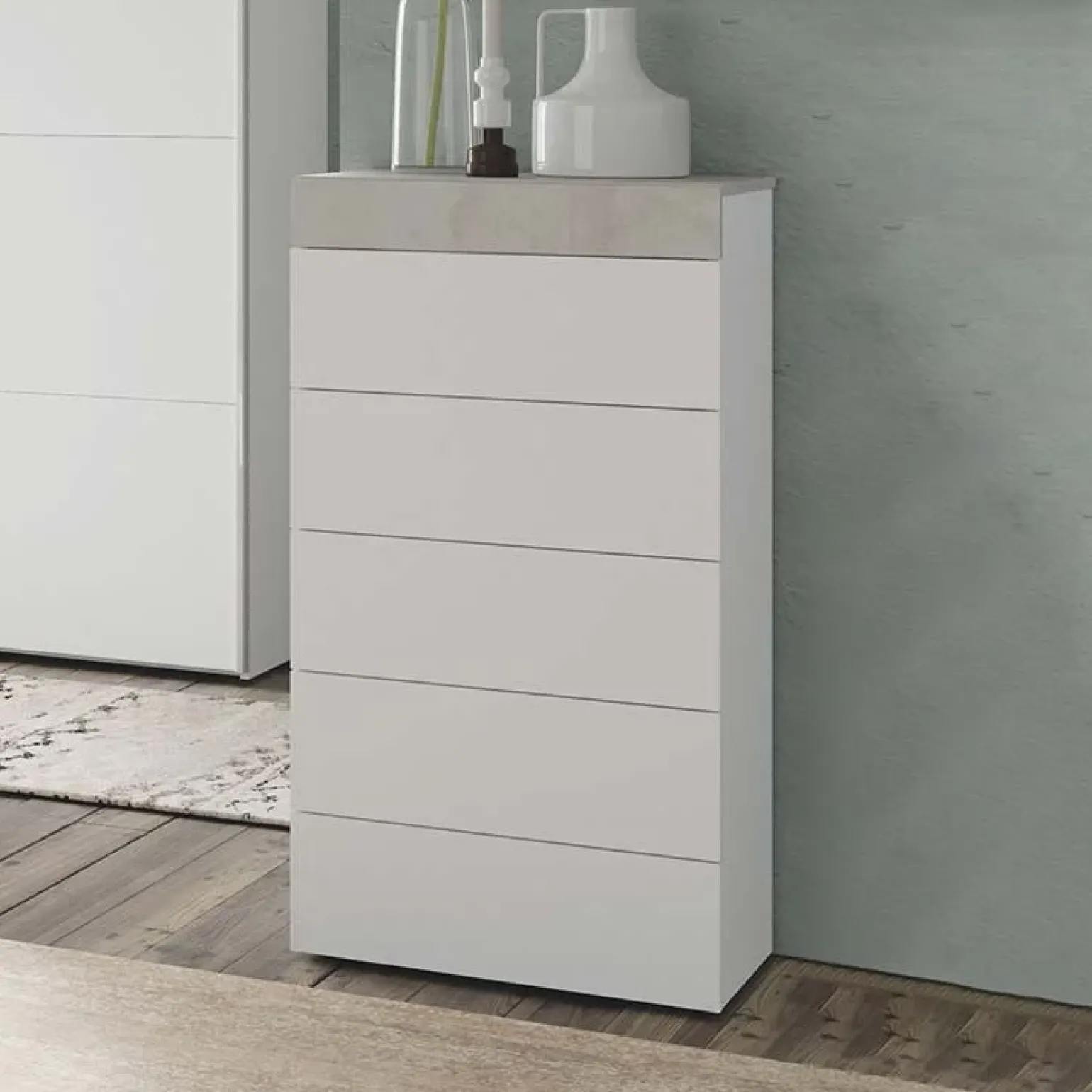 Cassettiera 61x118h cm moderna bianco cemento Idra
