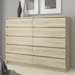 Cassettiera 140x120h cm moderna 10 cassetti rovere Living