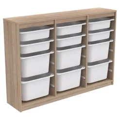 Cassettiera 133x93h cm portagiochi con cassetti rovere Fast Concordia