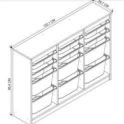Cassettiera 133x93h cm portagiochi con cassetti rovere Fast Concordia
