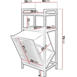 Cesto portabiancheria 40x95h cm bagno rovere Caddy