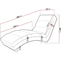 Chaise longue design 180cm imbottita in tessuto nero Marty