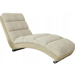 Chaise longue imbottita in velluto a coste 180cm beige Marty