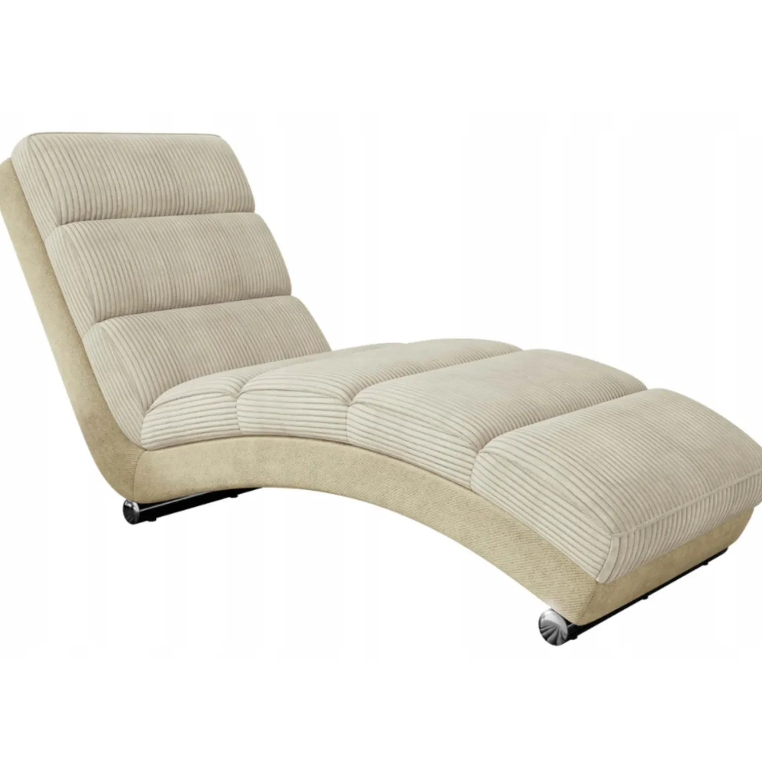Chaise longue imbottita in velluto a coste 180cm beige Marty