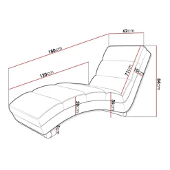 Chaise longue imbottita in velluto a coste 180cm beige Marty
