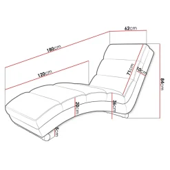 Chaise longue imbottita in velluto a coste 180cm grigio Marty