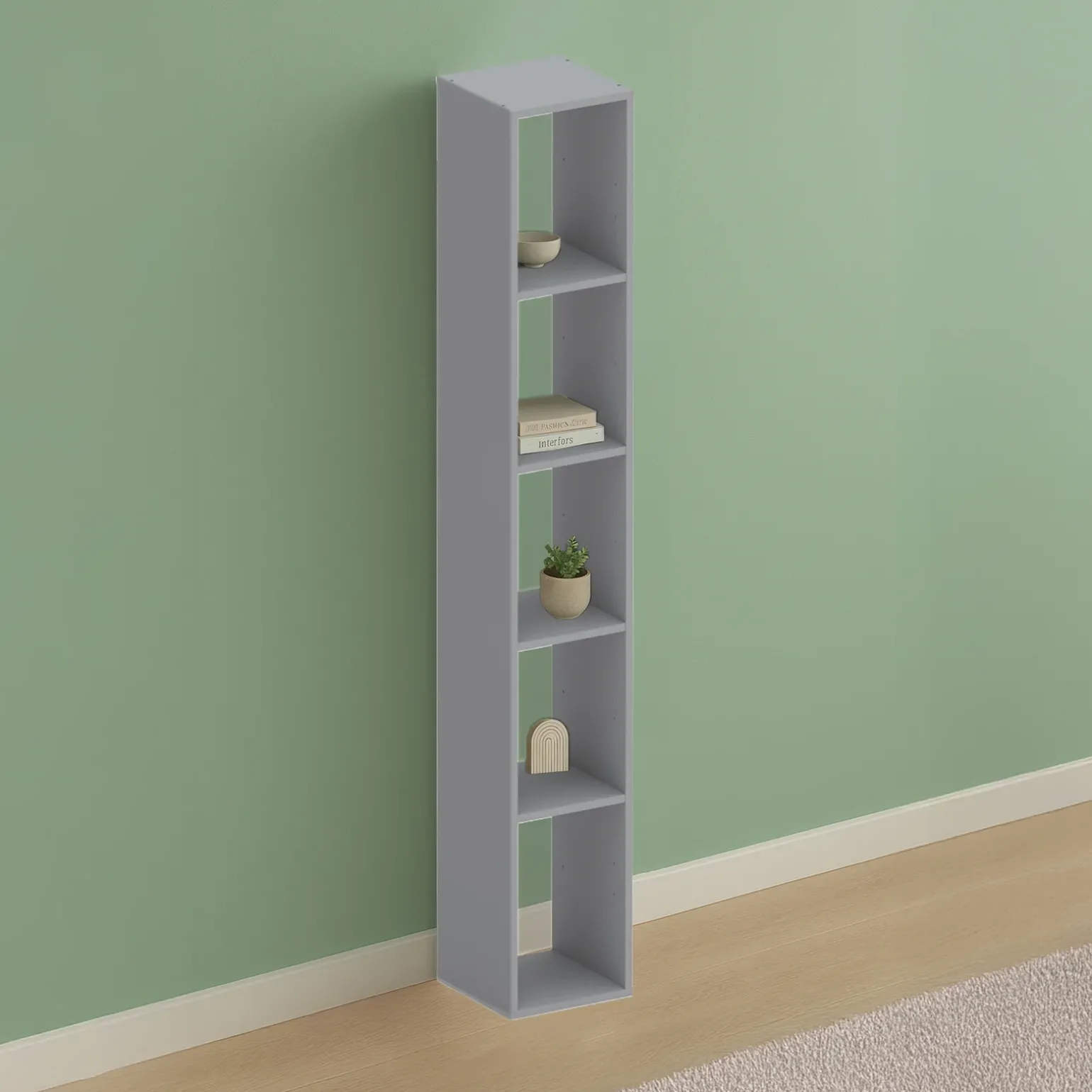 Colonna a terra 28x186h cm con 5 vani moderna soggiorno grigio scuro Alchimia