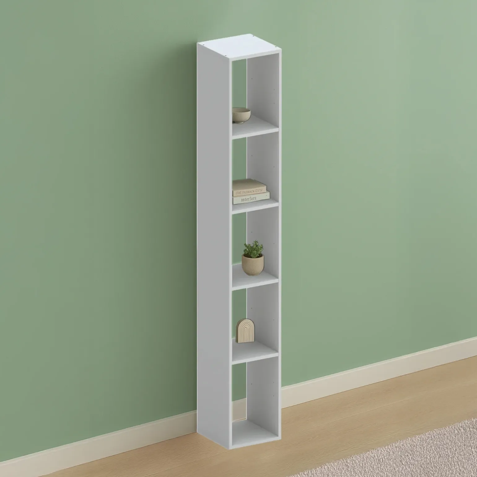 Colonna a terra 28x186h cm con 5 vani moderna soggiorno grigio chiaro Alchimia