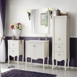 Colonna bagno classica 45x157h cm 2 cassetti bianca Brigit