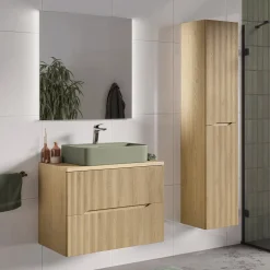 Colonna bagno sospesa 35x170h cm cannettato 2 ante rovere Pretty