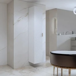 Colonna bagno sospesa 35x186h cm 1 anta bianco frontale decorato Konny