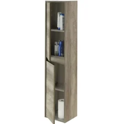 Colonna bagno sospesa 30x140h cm moderna rovere chiaro Eveline