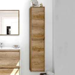 Colonna bagno sospesa 30x140h cm moderna rovere chiaro Eveline
