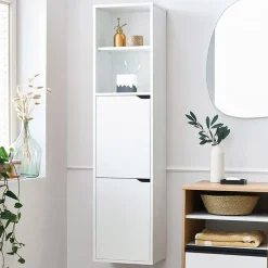 Colonna bagno sospesa 37x150h cm 2 ante 2 vani bianco Jasmund - Crown