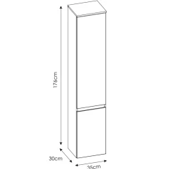 Colonna bagno sospesa 35x176h cm 2 ante bianco rovere Dual
