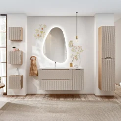 Colonna bagno sospesa 35x170h cm 2 ante beige rovere Swim