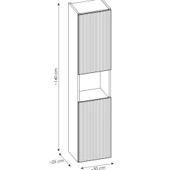 Colonna bagno sospesa 30x140h cm cannettato 2 ante nero Cleany